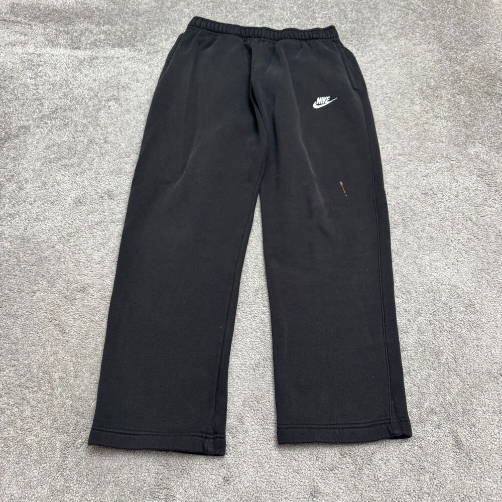 Nike Sportswear Club Fleece Pants Mens M Black Open Hem BV2707 Embroidered Logo